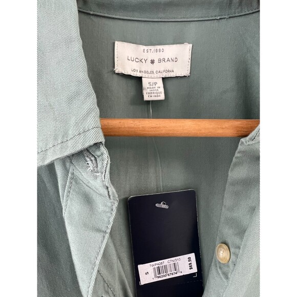 NWT Lucky Brand Long Sleeve Button Up Shirt Light Grayish Green Size S - Picture 3 of 9